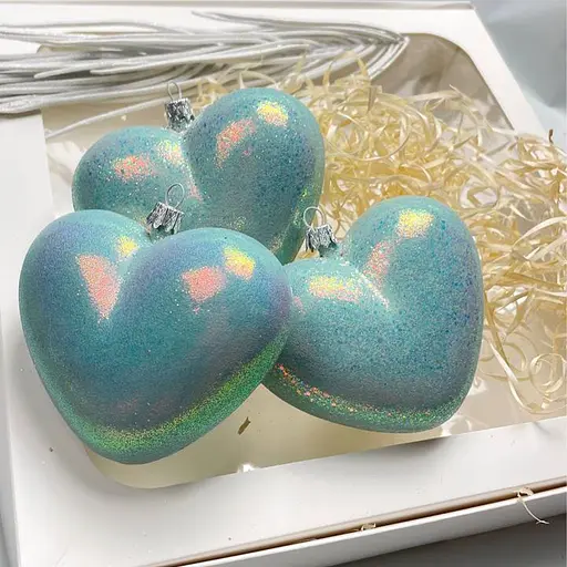 Набор новогодних украшений на елку Dashuri Сердце 4 штуки 10 см глянец 4x9x10 см, атлантик 18117799 - фото 2