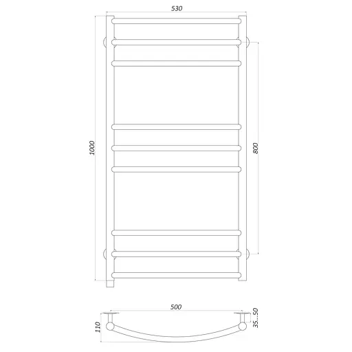 Полотенцесушитель UNIO LDE ER 1000-500-9 BLK Лестница Дуга Элит черная (21557) - фото 5