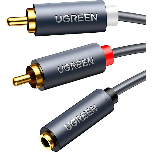 Кабель AUX 3.5мм TRS - RCAx2 M/M 0.25м UGREEN AV102 Чорний - фото 1