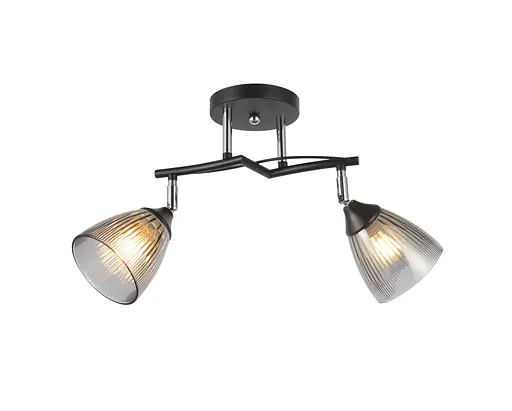 Люстра стельова на 2 плафони 6317-2 (Чорний+Хром)