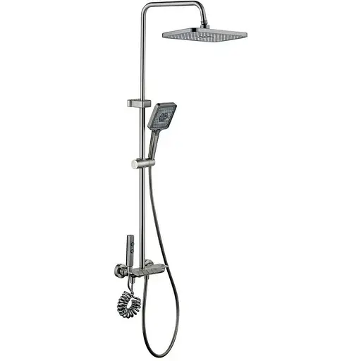 Душева система Mixxus Premium Marlin 009-J з кнопкою перемикання 4 режими graphite MI6831, Графіт - фото 1