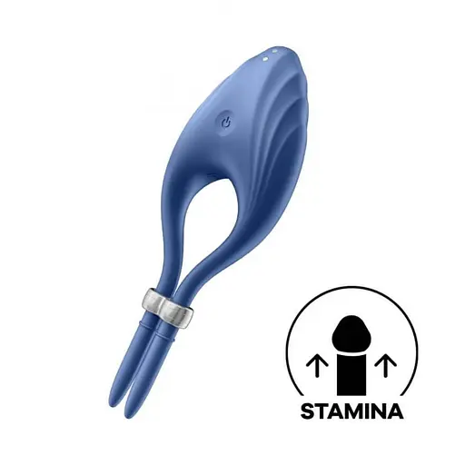 Эрекционное кольцо Satisfyer Duelist Ring Vibrato 14.2 см синий - фото 6