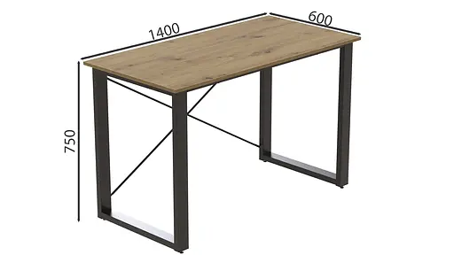 Письмовий стіл Ferrum-decor Драйв 750x1400x600 Чорний метал ДСП Дуб Артізан 32 мм (FRD-103343) - фото 5