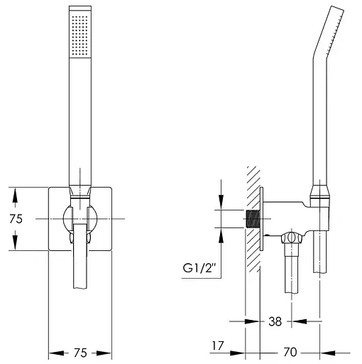 Душова система прихованого монтажу Imprese Smart click верхній душ 255x255 мм хром ZMK1024010302, Хром - фото 9