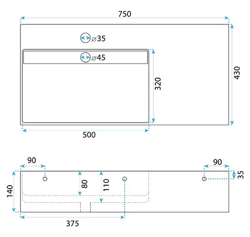 Умивальник Rea Archi 75 white накладний підвісний REA-U4300, Білий - фото 2