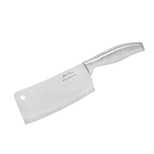 Тесак сокира сікач кухонний для обробки рубки м'яса кісток з нержавіючої сталі з рельєфною ручкою 27x8.5 см, Kitchen Master 87715 - фото 5