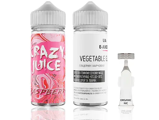 Набор компонентов для самозамеса органической заправки Crazy Juice Rasberry 120 мл 0-3 мг Малина (11981)