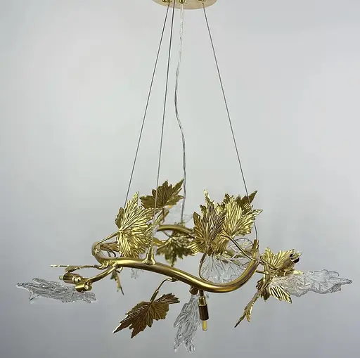 Люстра с декоративной листвой клена Ø60 см | Ст. MD 6015-600 GD Line F - фото 7