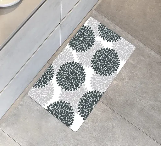 Суперпоглощающий Антискользящий Коврик Aquarius для ванной и кухни 50 х 80 см Серые Цветы