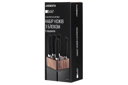 ARDESTO Набор ножей Black Mars 6 пр., нержавеющая сталь, деревянный блок - фото 10