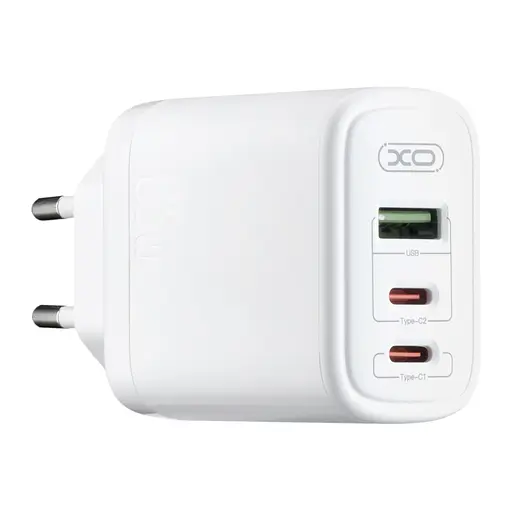 Мережевий зарядний пристрій XO CE04 ( EU ) 65W Fast Charger ( TYPE-C PD65W / USB-A QC45W ) CE Білий - фото 1