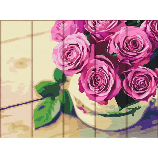 Картина за номерами по дереву "Пишні троянди" ASW130 30х40 см