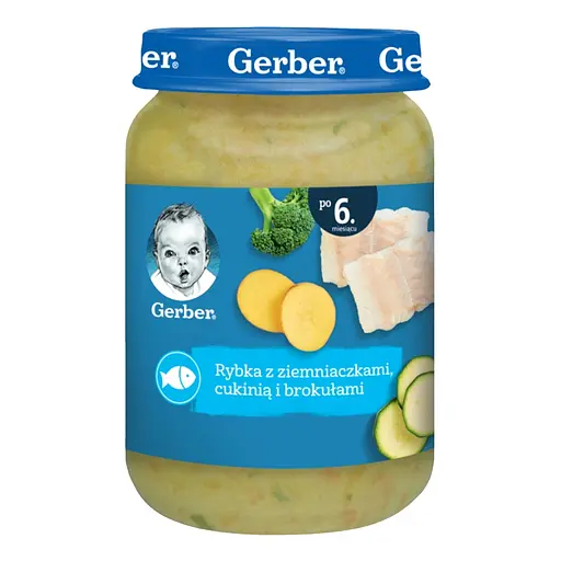 Пюре рибно - овочеве для дітей від 6 міс стерилізоване Риба з картоплею, цукіні та броколі Gerber с/б 190 г - фото 2