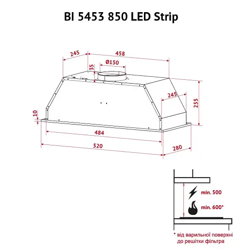 Вытяжка полновстраиваемая Perfelli BI 5453 WH 850 LED Strip - фото 12