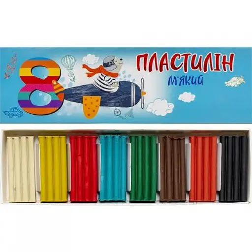 Пластилін 8 кольорів 144 г КТ 230602, м'який Jumbі, в коробці (4820274630033) - фото 1