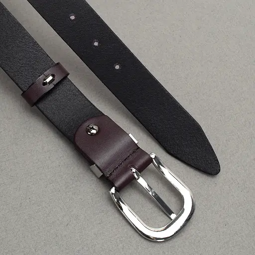 Ремінь шкіряний жіночий HC-3092 бордовий зі сріблястою пряжкою (130 см) - фото 5