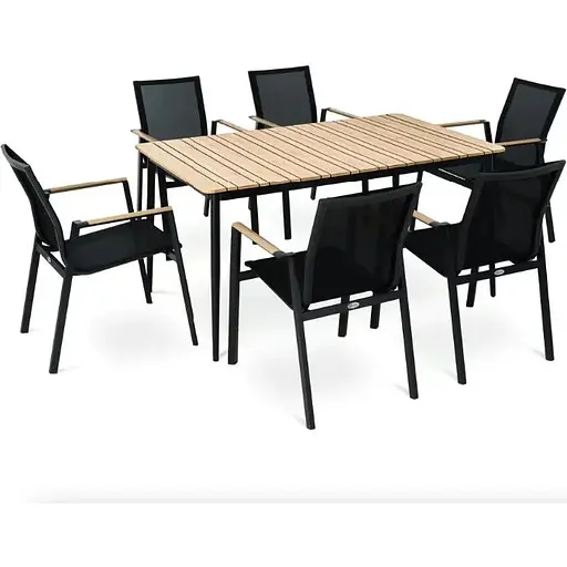 Комплект садовой мебели Di Volio Brivio 6+1 черный/бежевый - фото 8