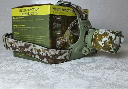 Потужний яскравий налобний ліхтар на двох акумуляторах із пиксельним принтом PL-151-LED - фото 8