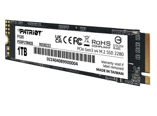 Твердотельный SSD-накопитель 1 ТБ, Patriot P320, PCI-E 3.0x4, M.2 2280, 3D TLC, 3000/2200 МБ/с (P320P1TBM28) - фото 4