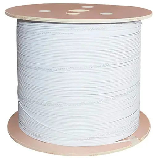 Кабель волоконно-оптический PiPo FTTH 1-волоконный GJXV-1B6a, плоский с допустимым усилием, растягивающим 1,0 кН, для внутр. работ, бухта 1км, White