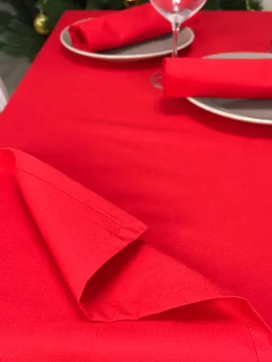Водовідштовхувальна скатертина новорічна Червоний однотон 240х120 см (+ 6 серветок 30х40) - фото 4