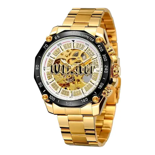 Наручний годинник чоловічий 8186 Gold-White Steel Forsining acs0031365 - фото 1