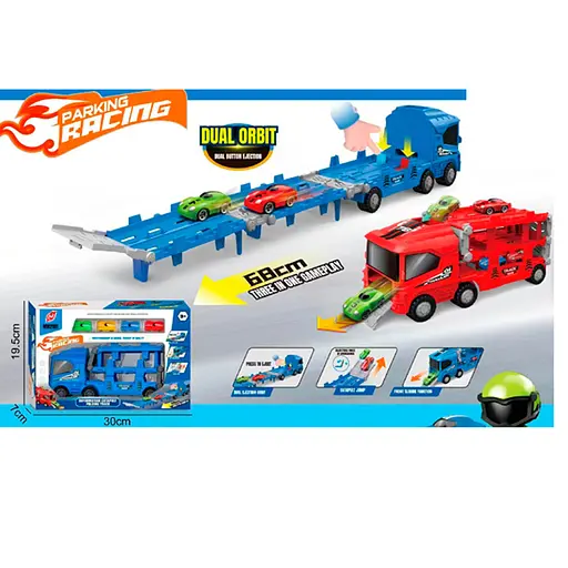 Трейлер, 21 см, 2в1, трек 58 см, запуск, рухливі деталі, машинки 4 шт., 30x19.5x7 см (В асортименті) - фото 2