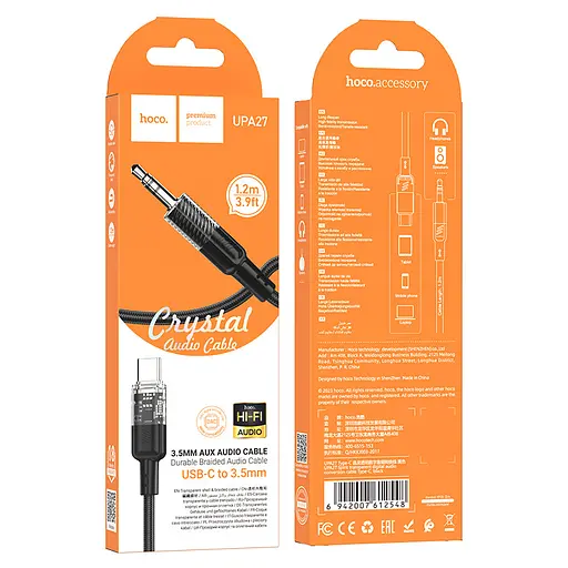 Кабель Hoco UPA27 Spirit transparent digital audio conversion cable Type-C Чорний - фото 2