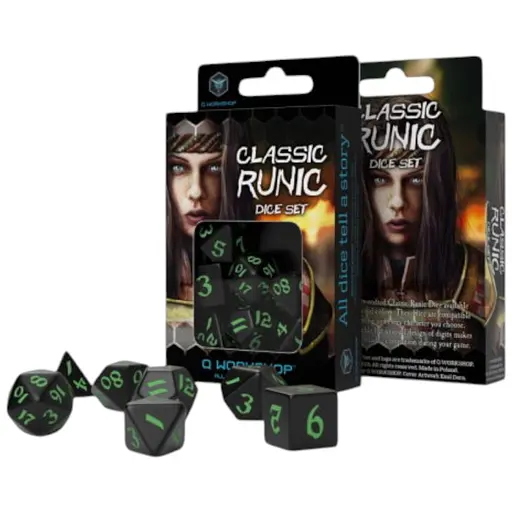 Набір кубиків Classic Runic Black & green Dice Set , 7 шт. (SCLR02)