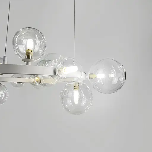 Кольцевая люстра с прозрачными 15 плафонами в белом корпусе Ø 80 см | Line F | Ст. AT32/15R WT+CL - фото 2