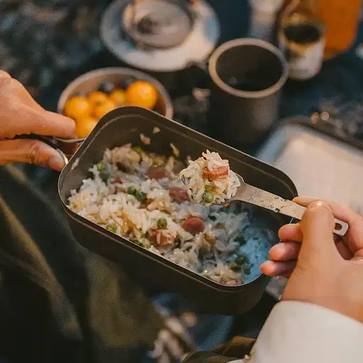 Туристичний набір (ложка, вилка, ніж) Naturehike CNH22CJ017 з титану з мішечком (Сірий) - фото 6