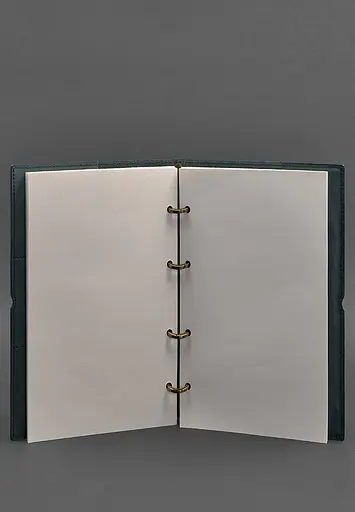 Шкіряний блокнот А4 на кільцях (Софт-бук) 9.0 в м'якій обкладинці зелений Краст - фото 4