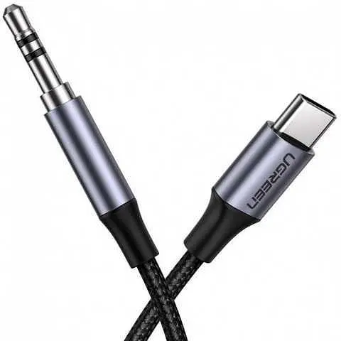 Кабель переходник для наушников Ugreen AV143 Male to USB Type-C Audio Cable3.5 мм Braided with Aluminum Shell - фото 1
