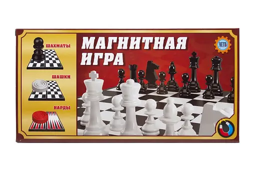 Ігровий набір 3в1 магнітні шахи шашки нарди METR+ 9831N подарунковий набір в коробці Червоний/Чорний - фото 10