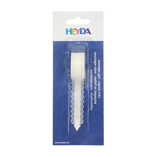 Стрічка паперова самоклеюча "Мереживо 1" Біла 14мм 2м Heyda