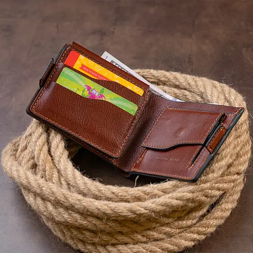 Мужской кожаный кошелек Grande Pelle 11.5х9х2.5 см acs0015036 - фото 9