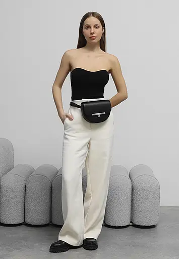 Жіноча шкіряна сумка поясна-кроссбоді Bridget чорна - фото 7