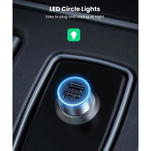 Автомобильное зарядное устройство для Ugreen CD130 Dual USB Car Charger 24Вт 2.4A - фото 5