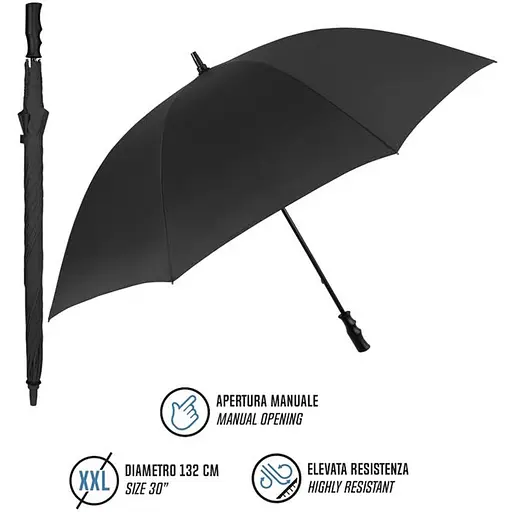 Зонт-трость Perletti Golf XXL с системой антивитер черный (P96020-01) - фото 2