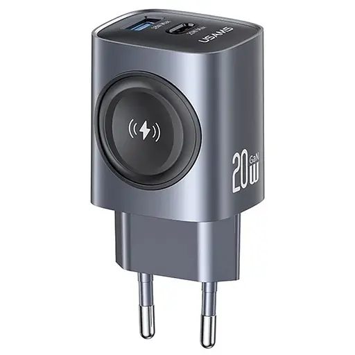 МЗП Usams US-CC293 T67 Multifunctional iWatch Charger 20W (1USB-A/1C) Tarnish