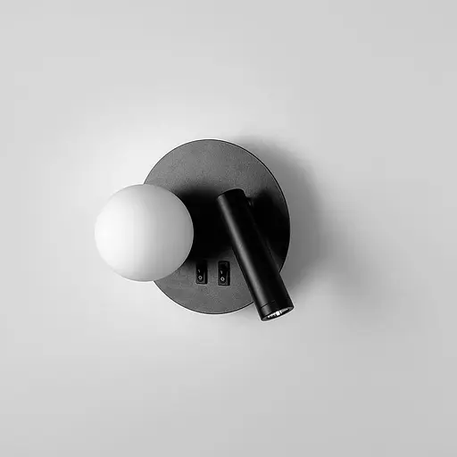 Кругле бра із спотом та плафоном у чорному корпусі Ø 17 см | Арт. WB25/2 BK | Line F - фото 5