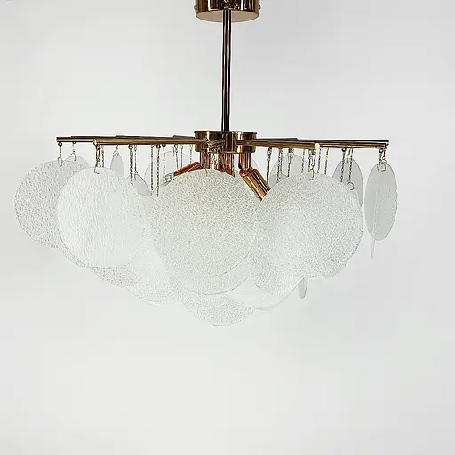 Потолочная люстра в цвете медь с уникальными стеклянными пластинами Line.F Диаметр 80см - фото 4