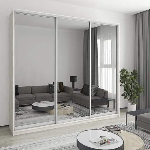 Шкаф-купе трехдверный MebelStar Уни AL 3 Зеркала 260x45x240 см Аляска серый (MBS-2020)