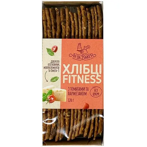 Хлібці без цукру Ay da Baker Фітнес з томатами та пармезаном 120 г