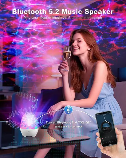 Проєктор нічного світла Вбудований динамік Bluetooth 17-колірний світлодіодний RGB - фото 2