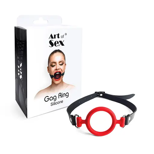 Кляп силіконове кільце натуральна шкіра, Gag ring внутрішній діаметр кільця 40 мм, Червоний - фото 3