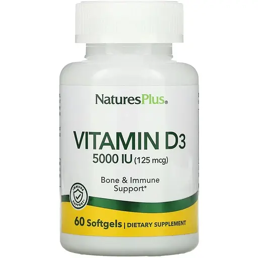 Витамины Nature's Plus Vitamin D3 5000 IU 60 softgels (1086-2023-10-3225)