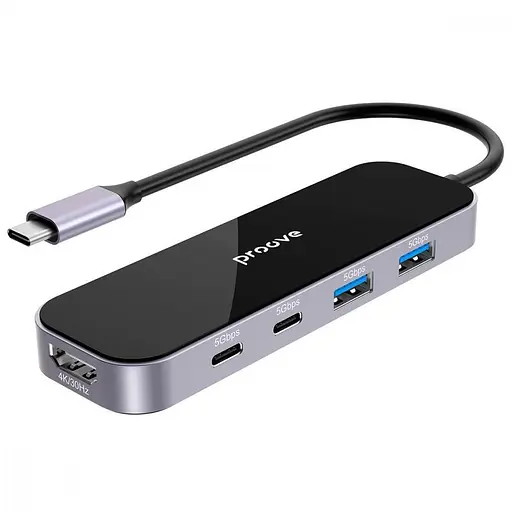 USB-хаб Type-C-хаб Proove Shadow (2*USB3.0 + Type-C + PD100W + HDMI) темно-серый (HBSW10221205) - фото 1