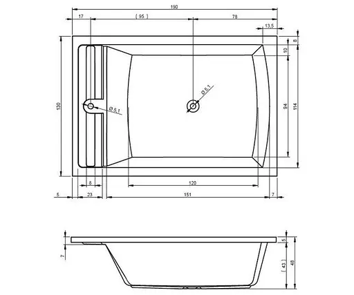 Ванна акриловая Rho Savona 190x130 BB7900500000000 Белый - фото 3