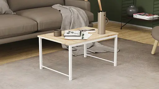 Стол журнальный приставной Терри Комбо 345x662x440 Белый металл ДСП Дуб Сан-Марино 16мм FRD-105144 - фото 3